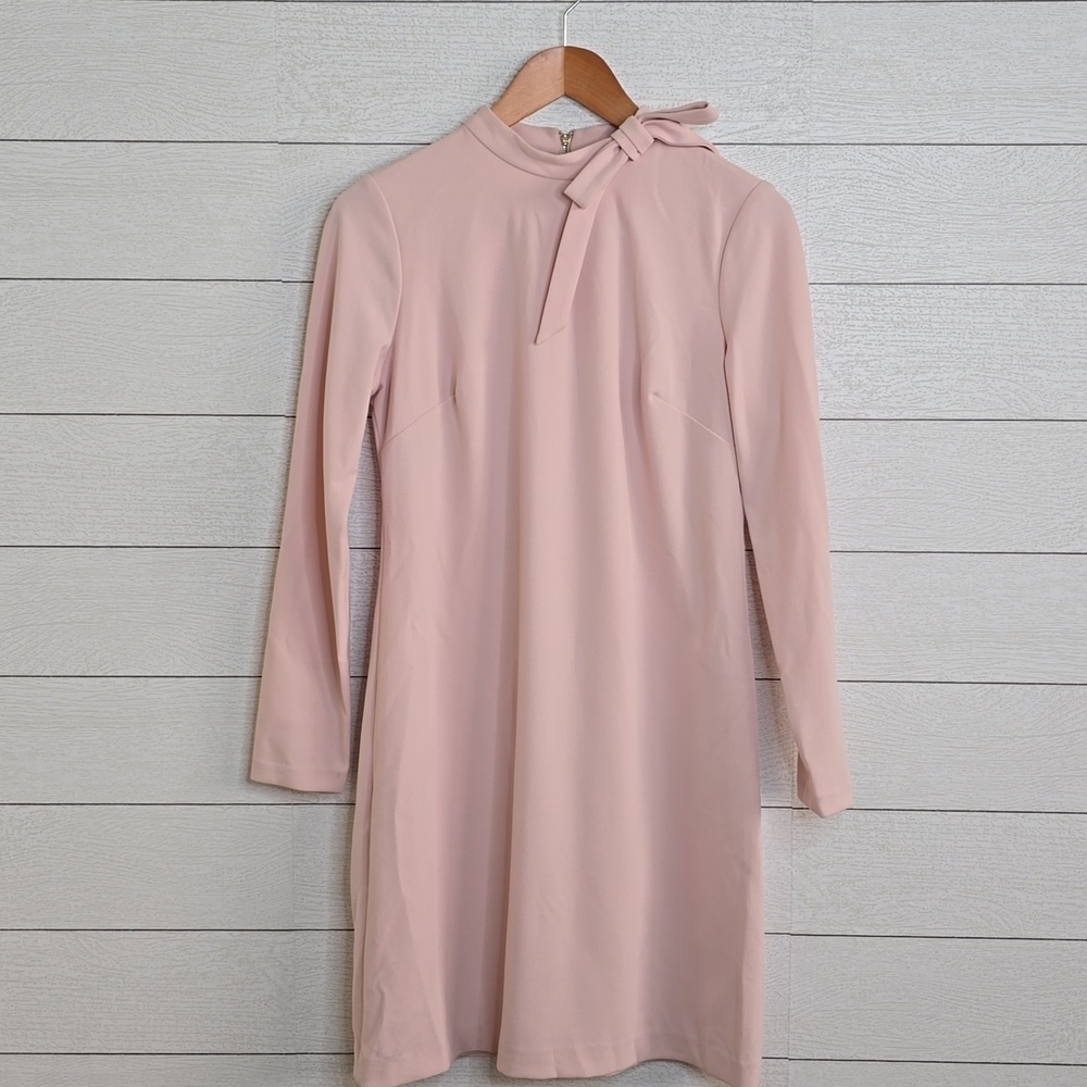 Calvin Klein Soft Blush Pink Bow Neck Lined Dress-NWOT
